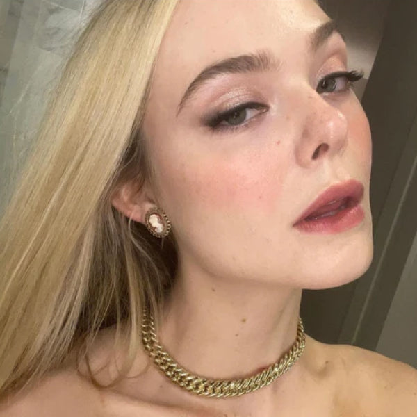 Elle Fanning wearing VeraMeat's Best Life Steel Necklace