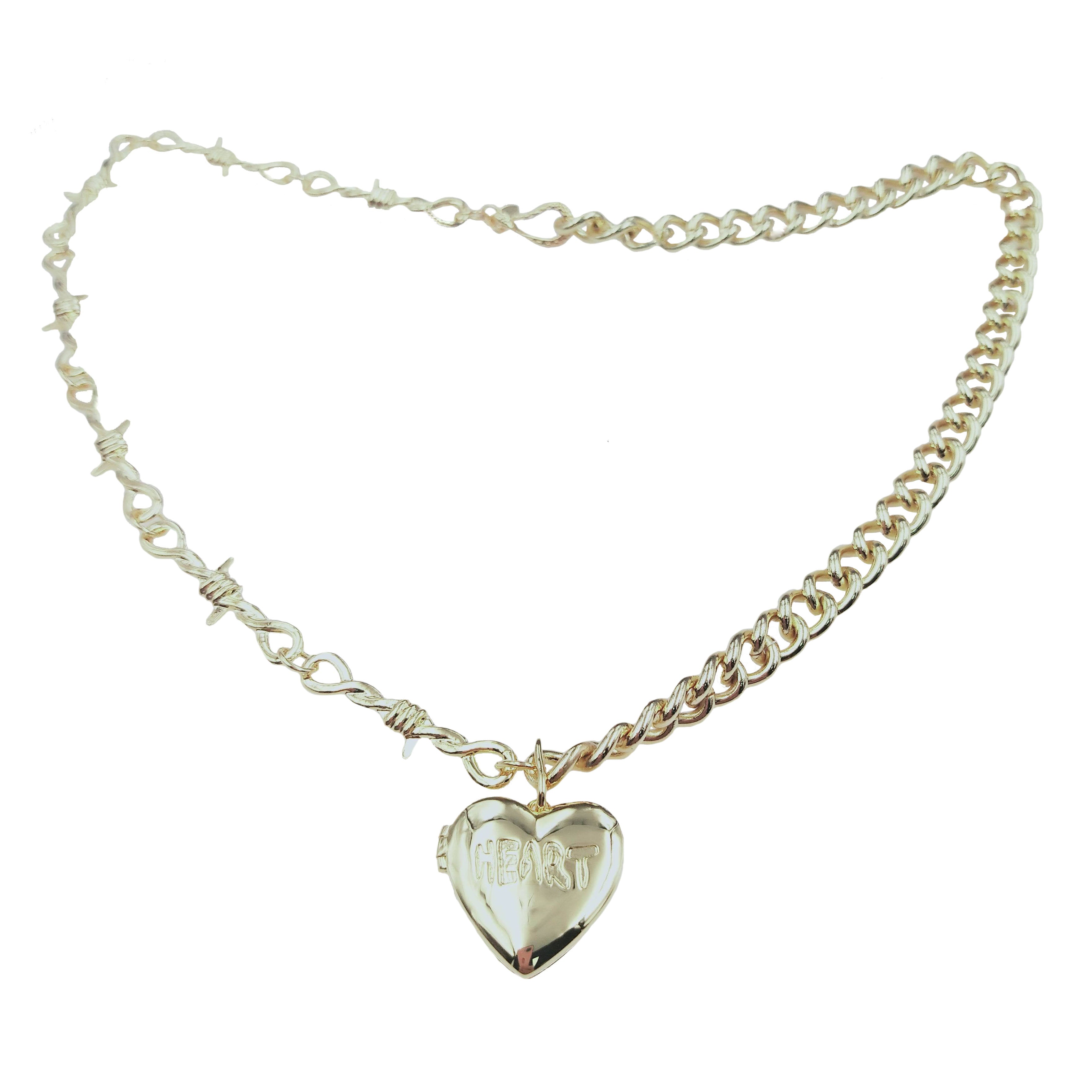 HEART LOCKET BARBED CHOKER