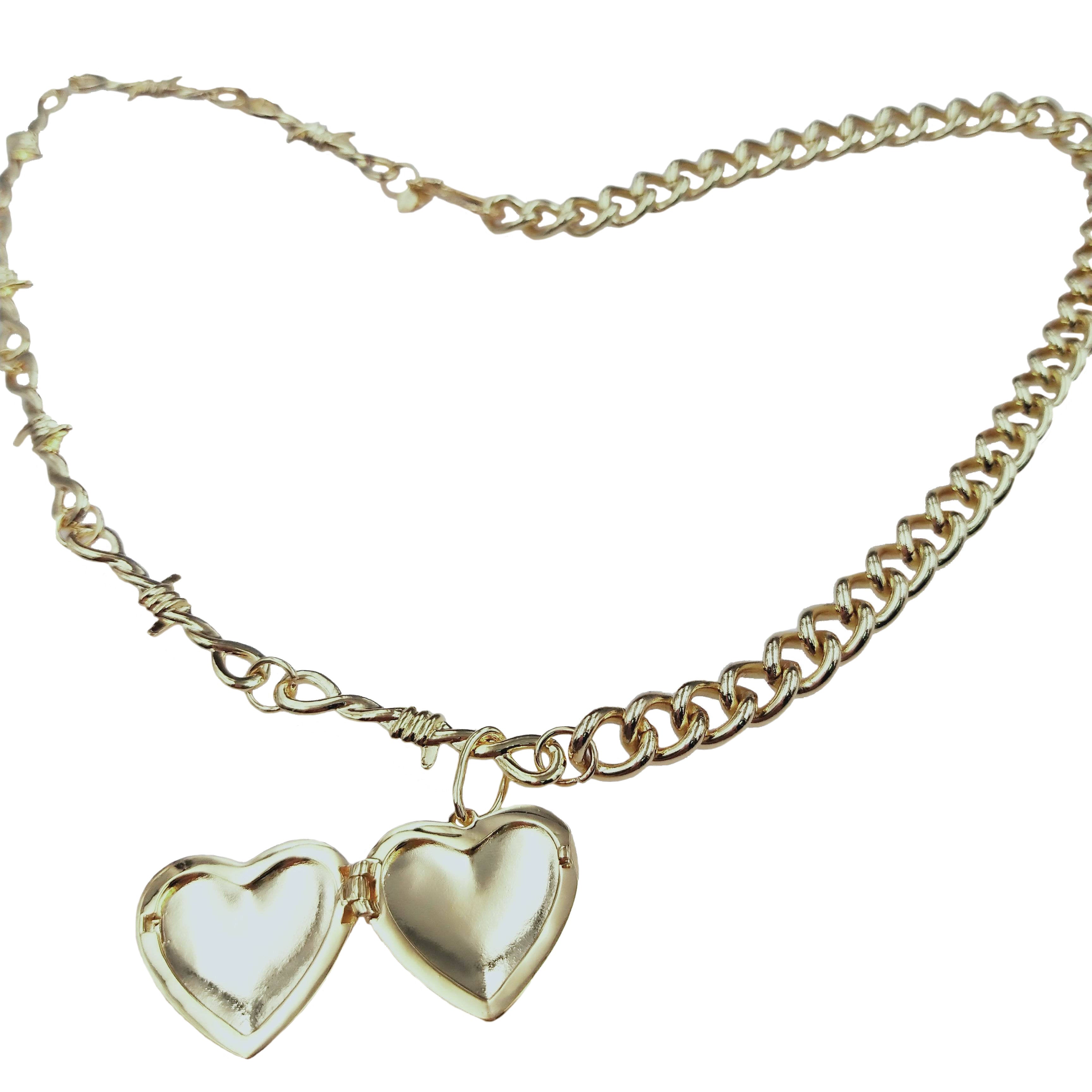 HEART LOCKET BARBED CHOKER