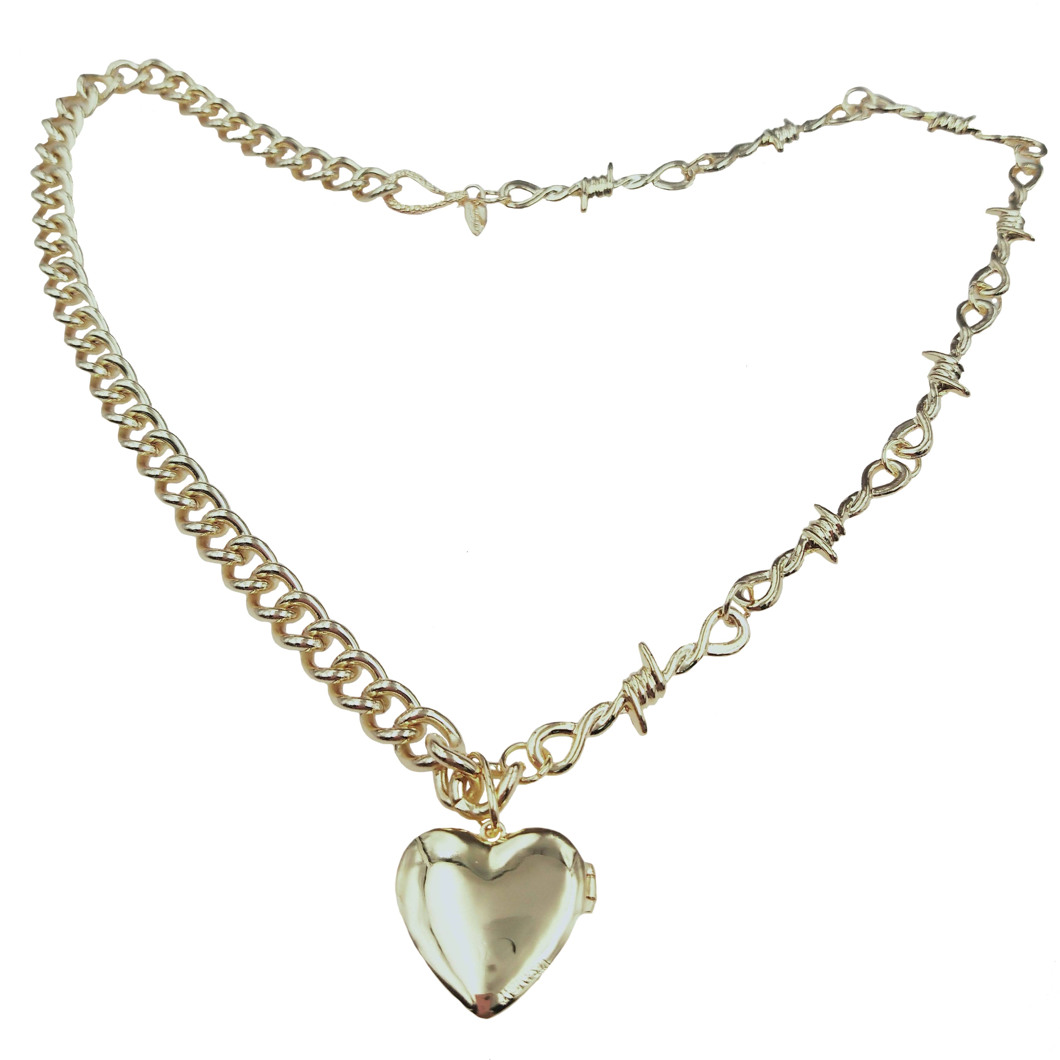 HEART LOCKET BARBED CHOKER